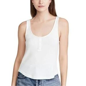 NWT MONROW Baby Thermal Loose Henley Tank Top Shirt White Medium